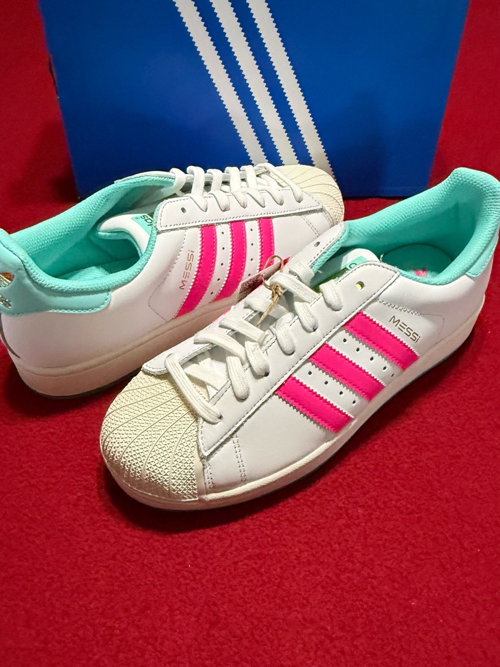 Adidas Superstar Messi White Pink Sneakers US 8.5M / 9.5W